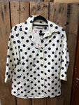 PreLoved- White/Blue Poka Dot Shirt