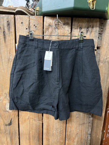 PreLoved- Ladies Country Road Black Linen Shorts