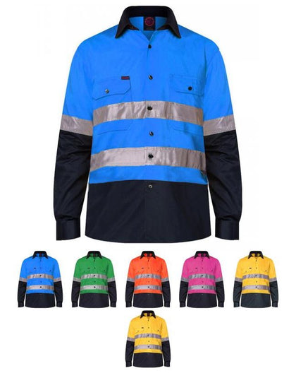 2 Tone Open Front Shirt L/S 50MM Reflective Tape