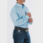 Cinch - Mens Tencel Light Blue Micro Stripe Button-Down Western Shirt - XLarge