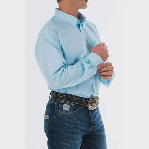 Cinch - Mens Tencel Light Blue Micro Stripe Button-Down Western Shirt - XLarge